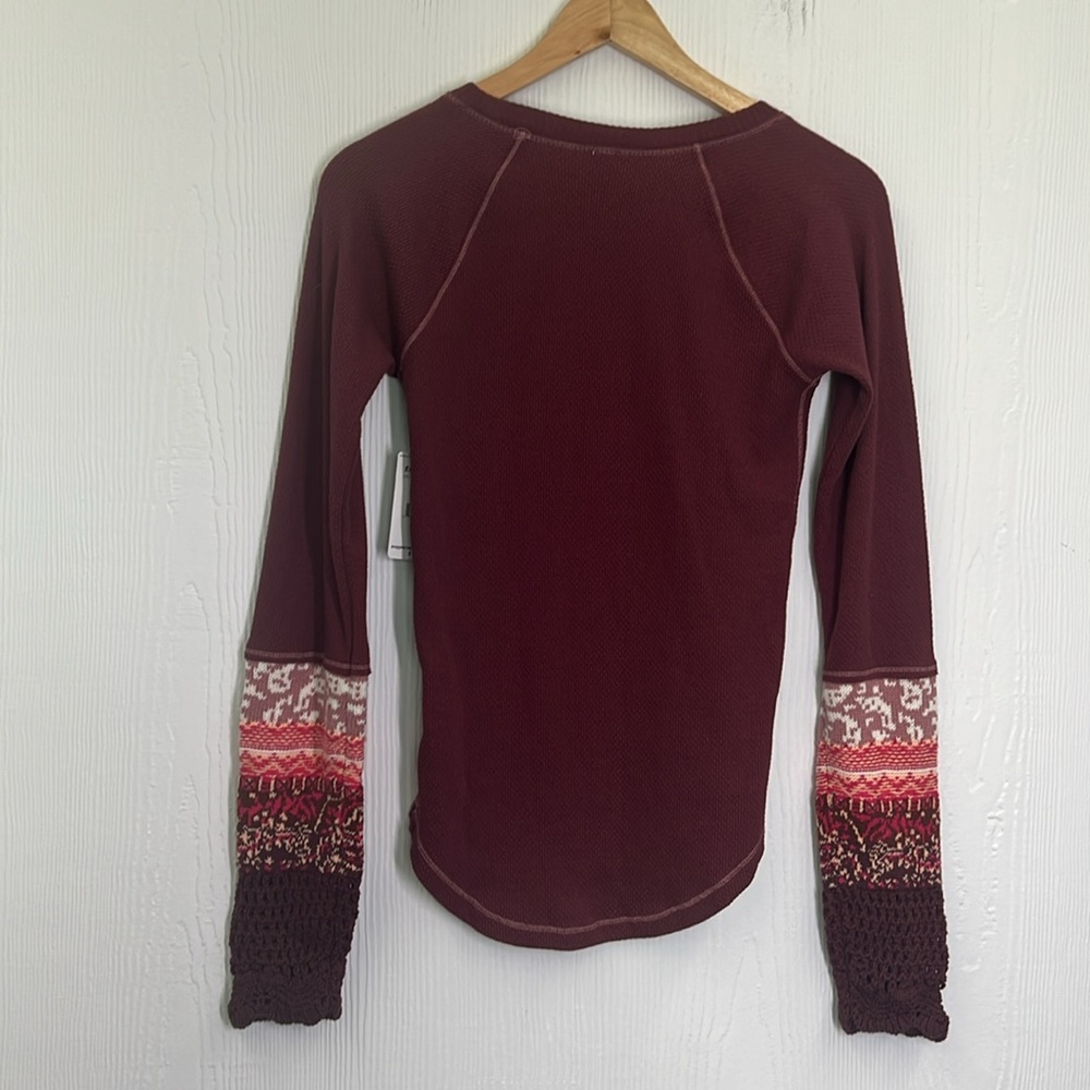 Free People - NWT In The Mix Rio Vino Thermal Long Sleeve Fun Top Size Medium - Picture 12 of 12